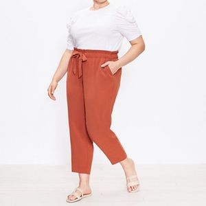 LOFT paperbag ankle length pants in Rust